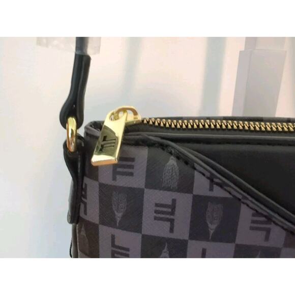 LONDON FOG Black Gray Addison Tower Monogram Purse Shoulder Bag Crossbody NWT - Picture 4 of 8